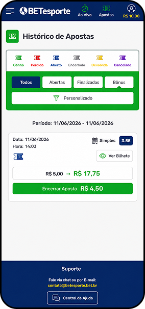 Cash out na Betesporte no valor de R$4,50