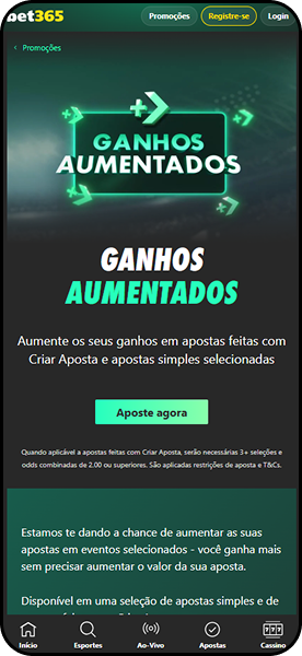 Aumente os seus ganhos em apostas feitas com Criar Aposta bet365 e apostas simples selecionada