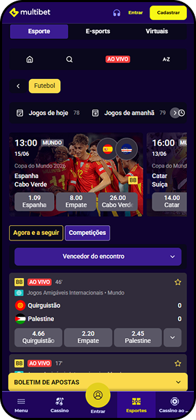 Multibet com jogos da Copa do Mundo 2026 com destaque para Espanha x Cabo Verde