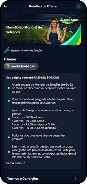 Novibet apresentando o seu bolão especial para a Copa do Mundo 2026
