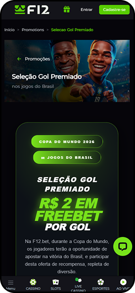 Oferta para a Copa do Mundo na F12.bet com distribuição de freebets