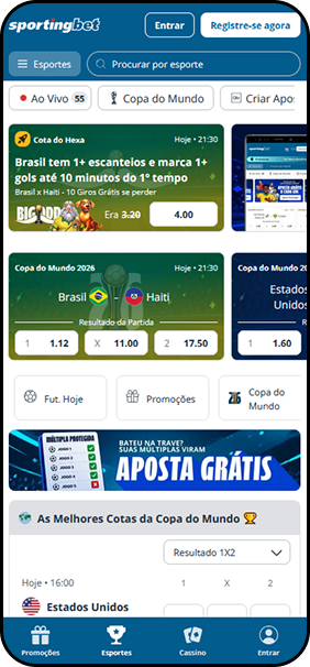 Sportingbet com Cota da Hexa para Brasil x Haiti, combinando escanteios e gols no primeiro tempo à odd 4.00
