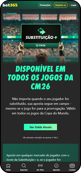 bet365 com promoção Super Aumentada com odds elevadas em eventos selecionados da Copa do Mundo 2026