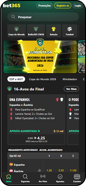 Casa de apostas bet365 com mercados para a Copa do Mundo 2026