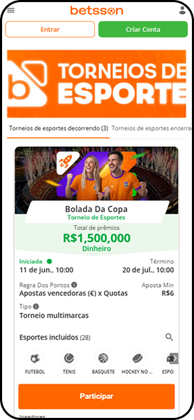 Bolada do Hexa na Betsson valendo prêmios para seus participantes